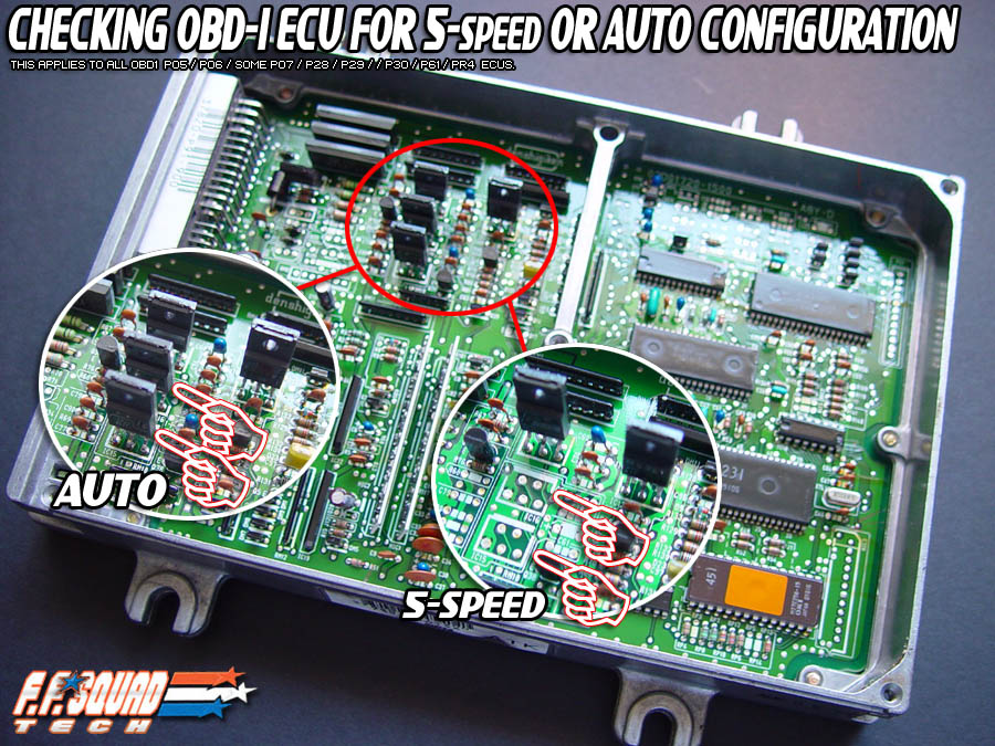 OBD1 automatic vs manual jumper board locations