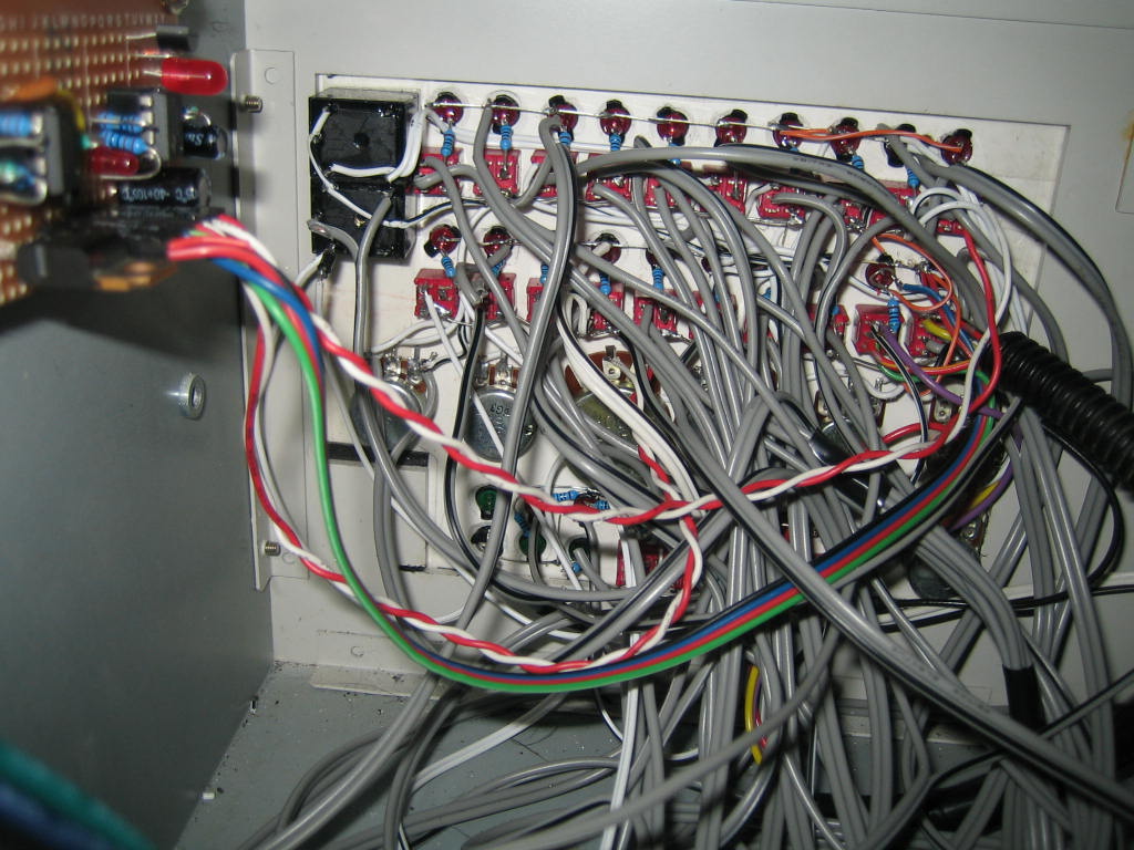 Rear view of control panel wiring
