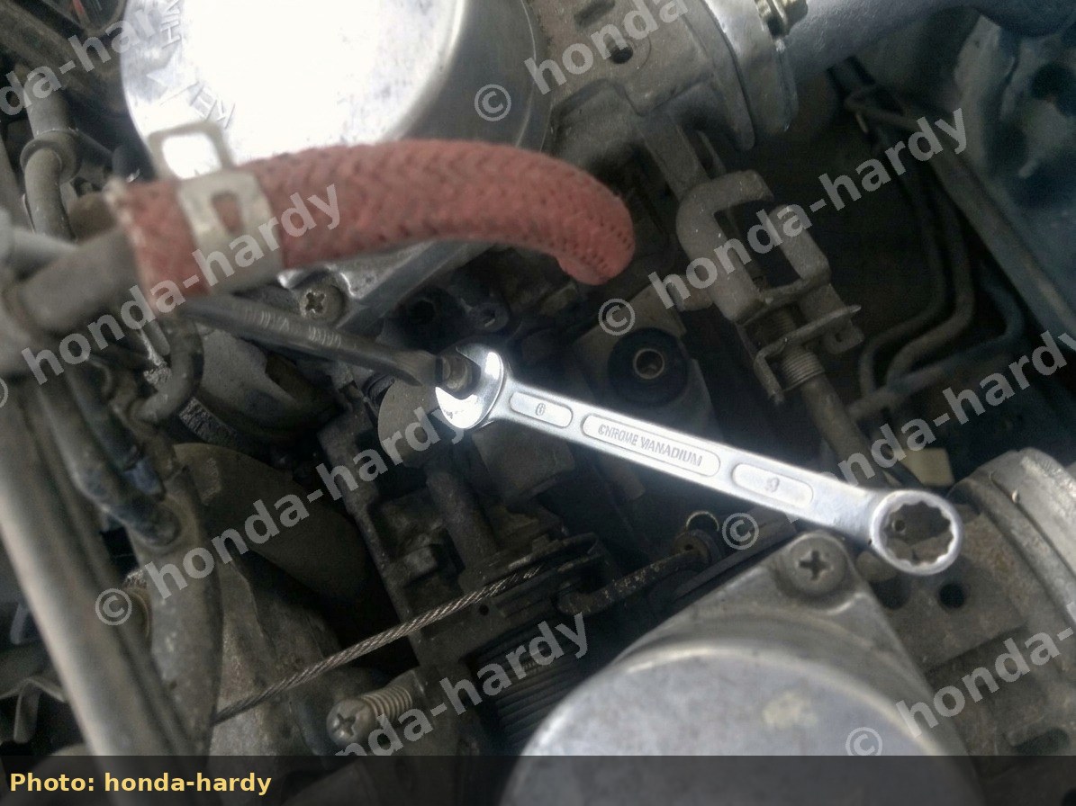 8mm wrench on dual-carb balance adjuster