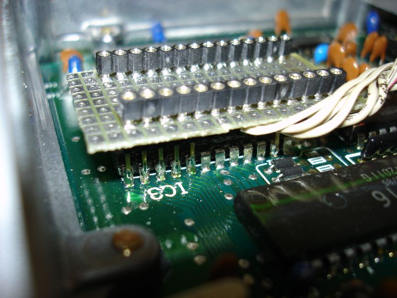 Header pins soldered to external RAM
