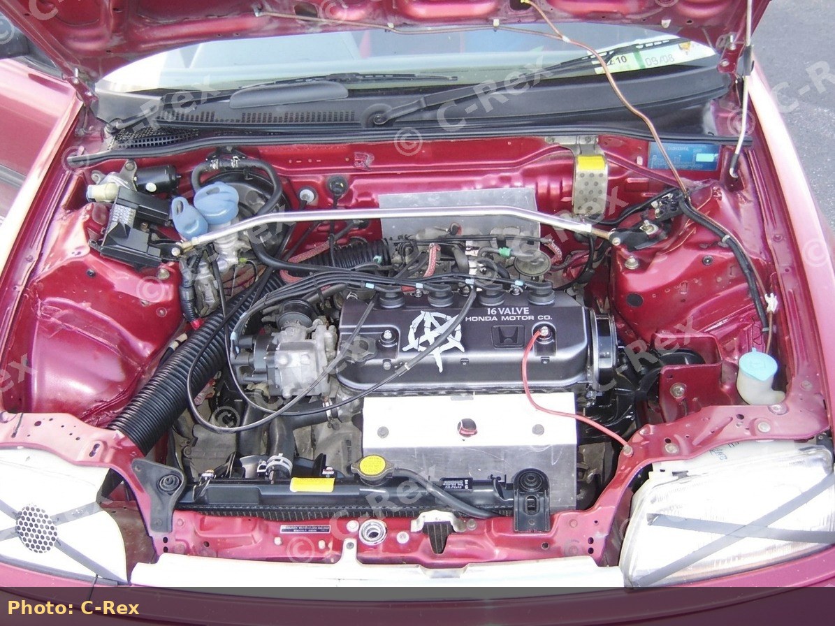Dual-carb D14A1 engine bay