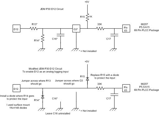JDM P30 D12 circuit before and after modification